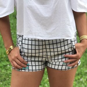 White an black shorts